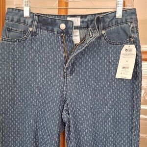 Time and Tru Blue Patterned Flare Jeans